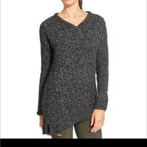 Athleta Northern Lights Asymmetrical Wool Cashmere Marbled Sweater Side Zip Sz S